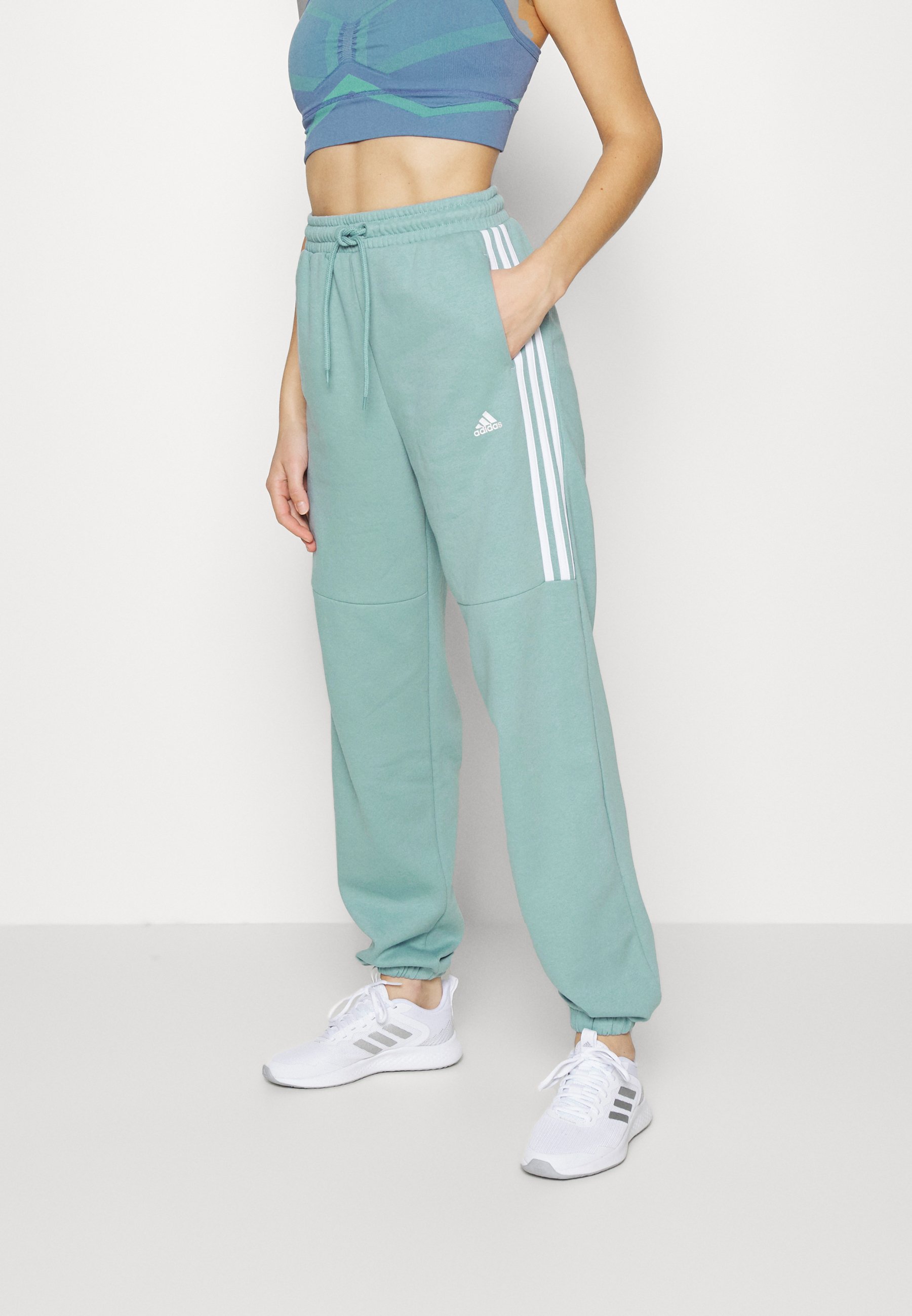 adidas Performance Pantaloni sportivi - magic grey/menta - Zalando.it