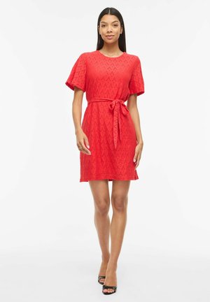 VILA MINIKLEID VIAMALINA KURZÄRMELIGES - Robe de jour - hibiscus