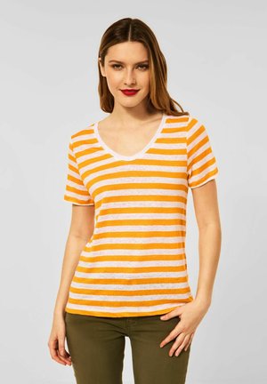 MIT STREIFEN MUSTER - Print T-shirt - gelb