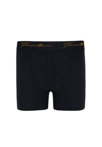 Černé boxerky z měkké látky, s těsným střihem, elastickým pasem a logem "Threadbare" ve zlaté barvě.