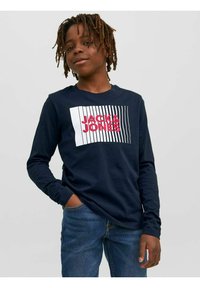 Jack & Jones Junior - JJECORP LOGO PLAY O NECK - Long sleeved top - navy blazer Thumbnail Image 1