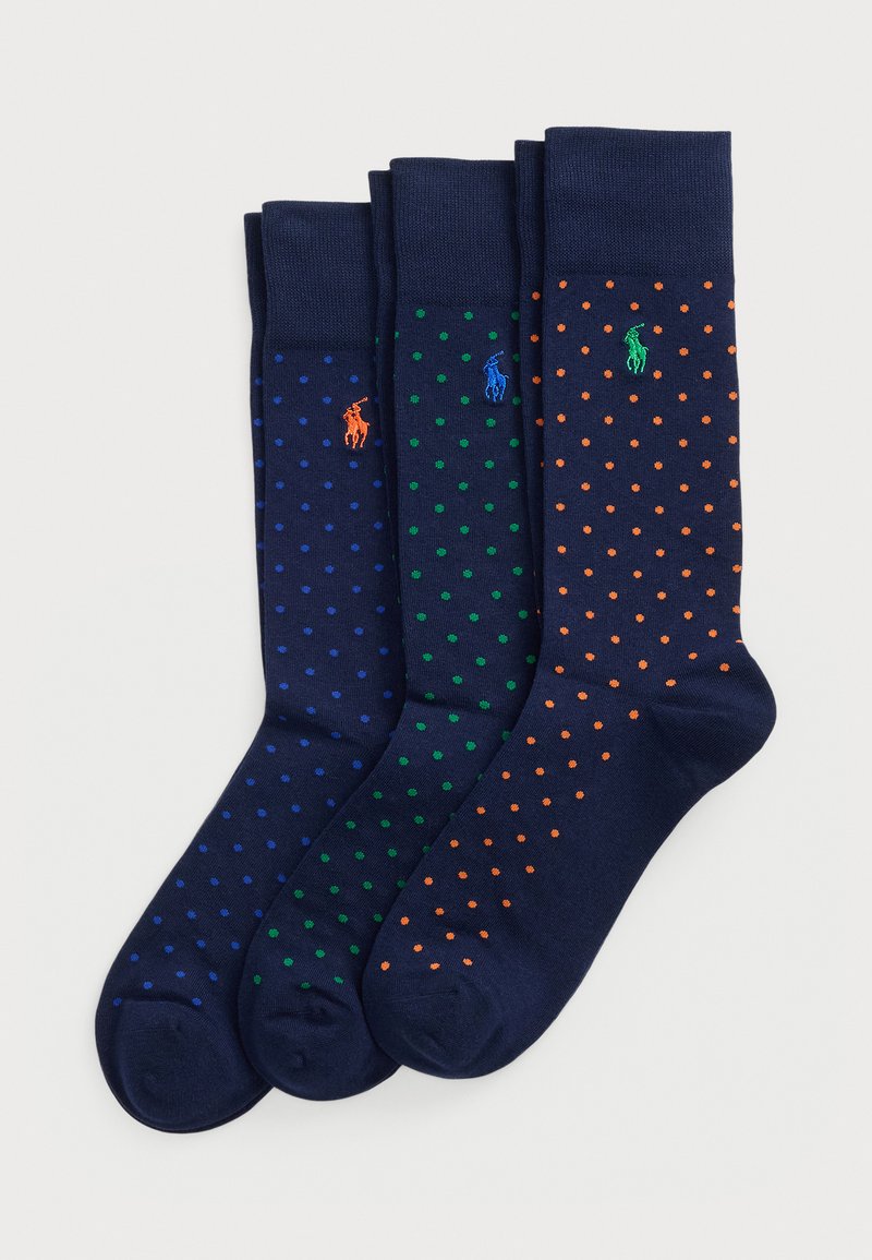 Polo Ralph Lauren POLKA-DOT TROUSER SOCK UNISEX 3 PACK - Strumpor - navy/orange