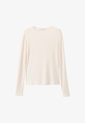 Langärmliges, geripptes Oberteil in Off-White. Mit rundem Ausschnitt und lockerer Passform. Hergestellt aus weichem, strukturiertem Stoff. Keine sichtbaren Verzierungen.