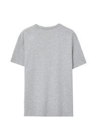 T-shirt in cotone grigio con maniche corte e collo rotondo. Texture liscia, design casual, senza grafiche o dettagli visibili. Mostrato il retro.