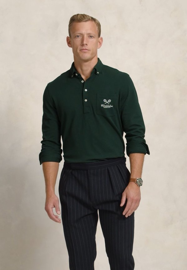 WIMBLEDON CLASSIC FIT MESH POLO SHIRT UNISEX - Long sleeved top - moss agate2