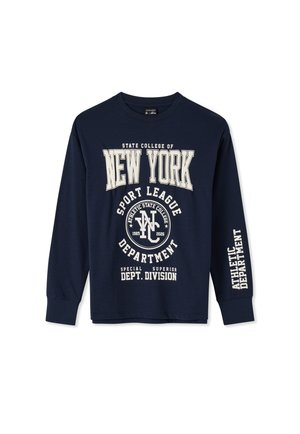 Terranova, T-SHIRT MANICA LUNGA CON STAMPA COLLEGE - Maglietta a manica lunga - blu