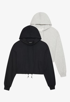 2 PACK - Hoodie - black/mottled light grey