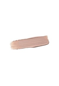 Campione di fondotinta liquido nude con una texture liscia, applicato in una striscia orizzontale, che mostra un finish opaco e un colore beige chiaro.