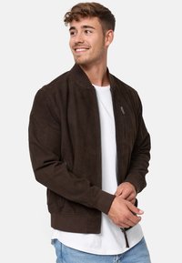 INDICODE JEANS MADDOC - Chaqueta de cuero - dk brown