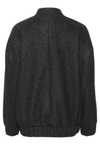 Veste en polaire gris foncé à manches longues, poignets élastiques et taille élastique, vue de dos.