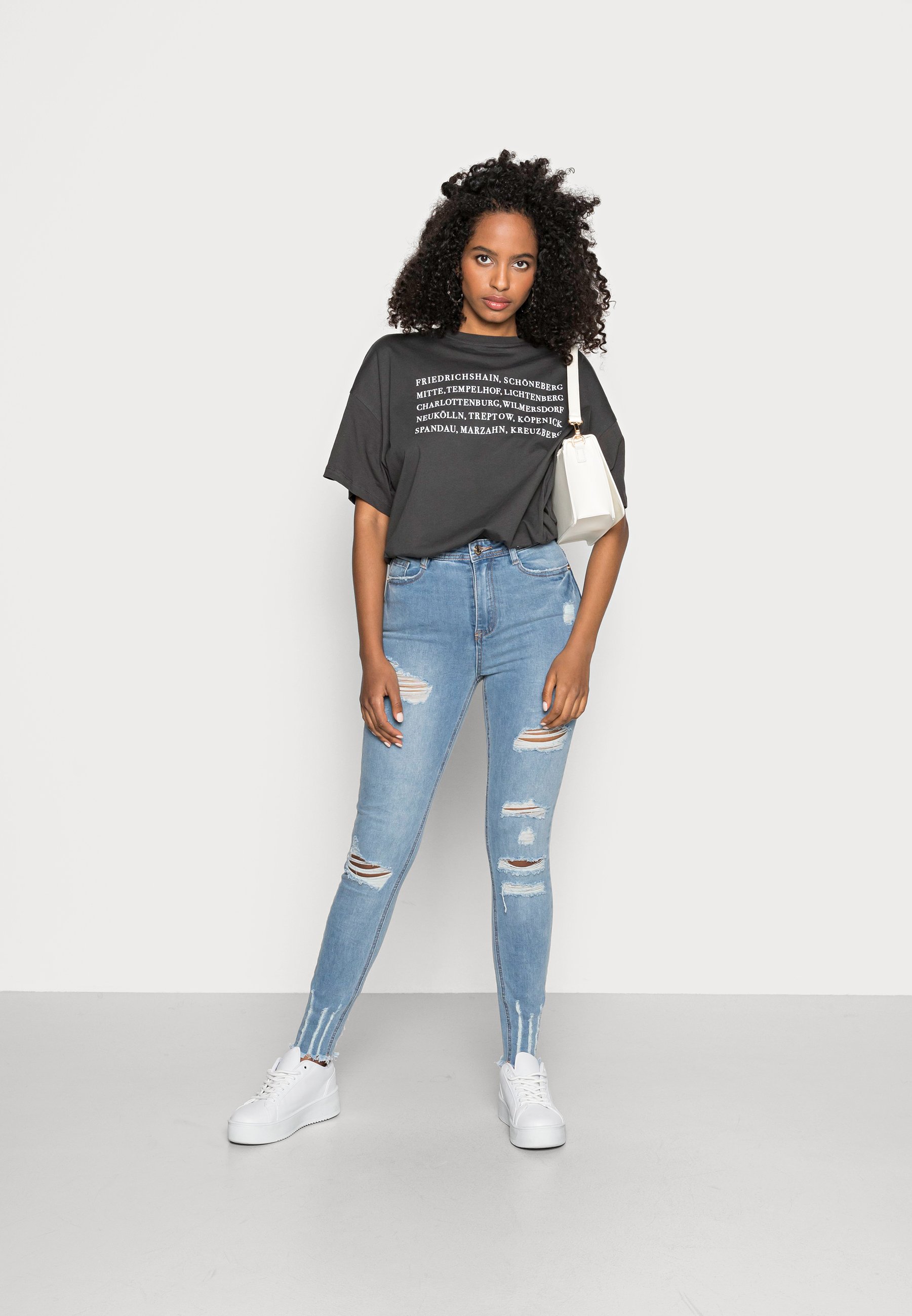 High waisted ripped jeans black Clearance