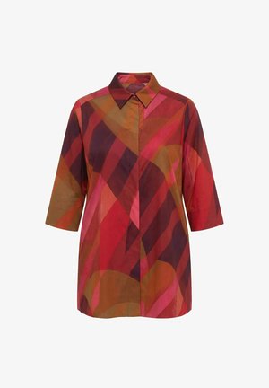 Ulla Popken, LONGBLUSE, STREIFEN, A-LINIE, HEMDKRAGEN, 3/4-ARM - Hemdbluse - mahogany
