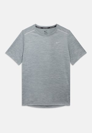 Gray Nike Running short-sleeve t-shirt with a round neckline, moisture-wicking fabric, and subtle texture. Small logo on the chest.
