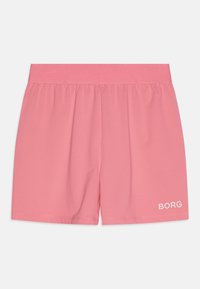 Rosa treningsshorts laget av lett materiale. Har en elastisk midje og en liten hvit "BORG"-logo på nederste venstre side.