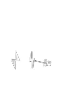 Boucles d'oreilles en argent en forme d'éclair avec un design géométrique, finition polie et un fermoir papillon sécurisé, adaptées pour un usage décontracté.