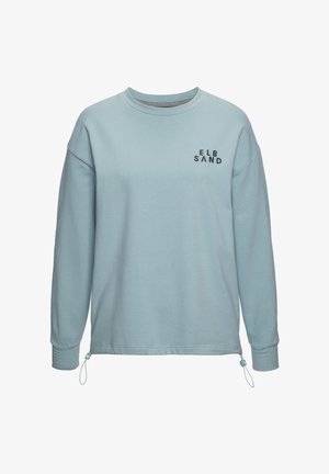 Hele sinise värvusega pikad varrukad ja ümmarguse kaelusega dressipluus, mille rinnal must "ELB SAND" logo ning reguleeritavad nöörid allservas.