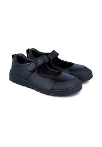 Scarpe Mary Jane nere realizzate in morbida pelle sintetica, con una fascia in Velcro, punta arrotondata e suola in gomma testurizzata con grip.