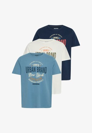 BHJARBIN 3 PACK - Nyomott mintás póló - dress blues snow white copen