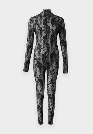 LONG SLEEVE SLIM FIT TURTLE CATSUIT FOOTIE - Overal - black