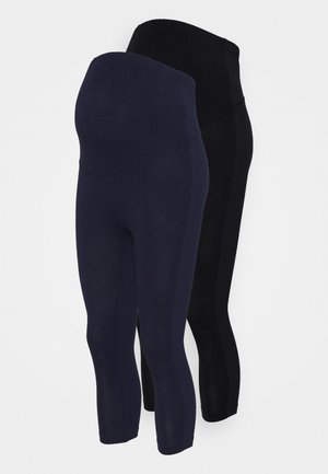 Anna Field MAMA 2 PACK - Leggings - black/dark blue