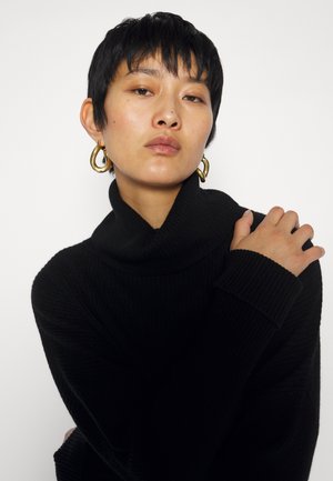 KNITID CASHMERE RIBBED ROLL NECK - Πουλόβερ - jet black