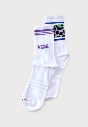 Happy Socks, LEO STRIPE SNEAKER UNISEX 2 PACK - Κάλτσες - white