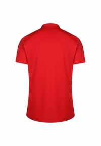 Punainen lyhythihainen polo paita, jossa on kauluskäärmö ja saumaton takaosa, valmistettu sileästä kankaasta, sopii arkivaatteeksi.