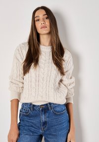 EMBELLISHED CABLE - Jumper - cream