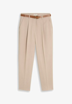 TOM TAILOR, TOM TAILOR HOSEN & CHINO LOOSE FIT BARREL HOSE MIT GÜRTEL - Pantalon classique - gravel beige