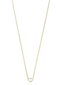 Gold-colored chain necklace with a delicate twisted design, featuring a heart-shaped pendant at the center.