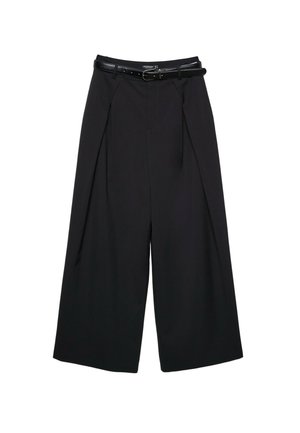 Stradivarius, WIDE-LEG TROUSERS WITH DARTS AND BELT - Pantalon classique - black
