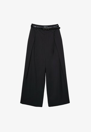 Stradivarius, WIDE-LEG TROUSERS WITH DARTS AND BELT - Pantalon classique - black