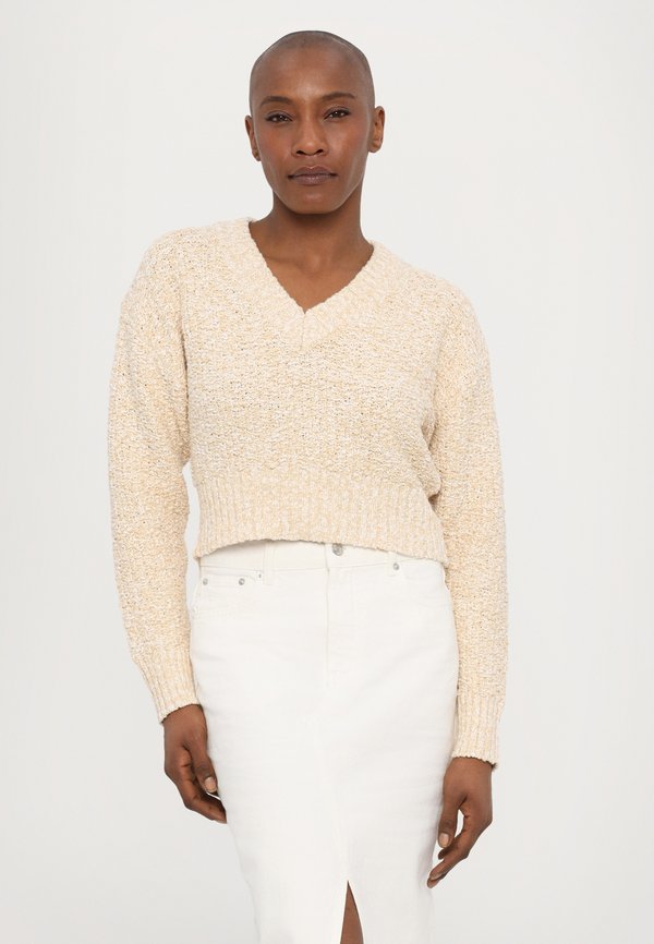 RESORT CROPPED V NECK - Jumper - sand mix3