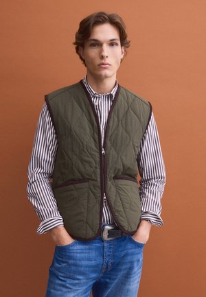PIOMBO, GILET WITH ZIP, REGULAR FIT - Chaleco - dark green