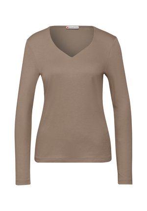 MIT HERZAUSSCHNITT - T-shirt à manches longues - braun