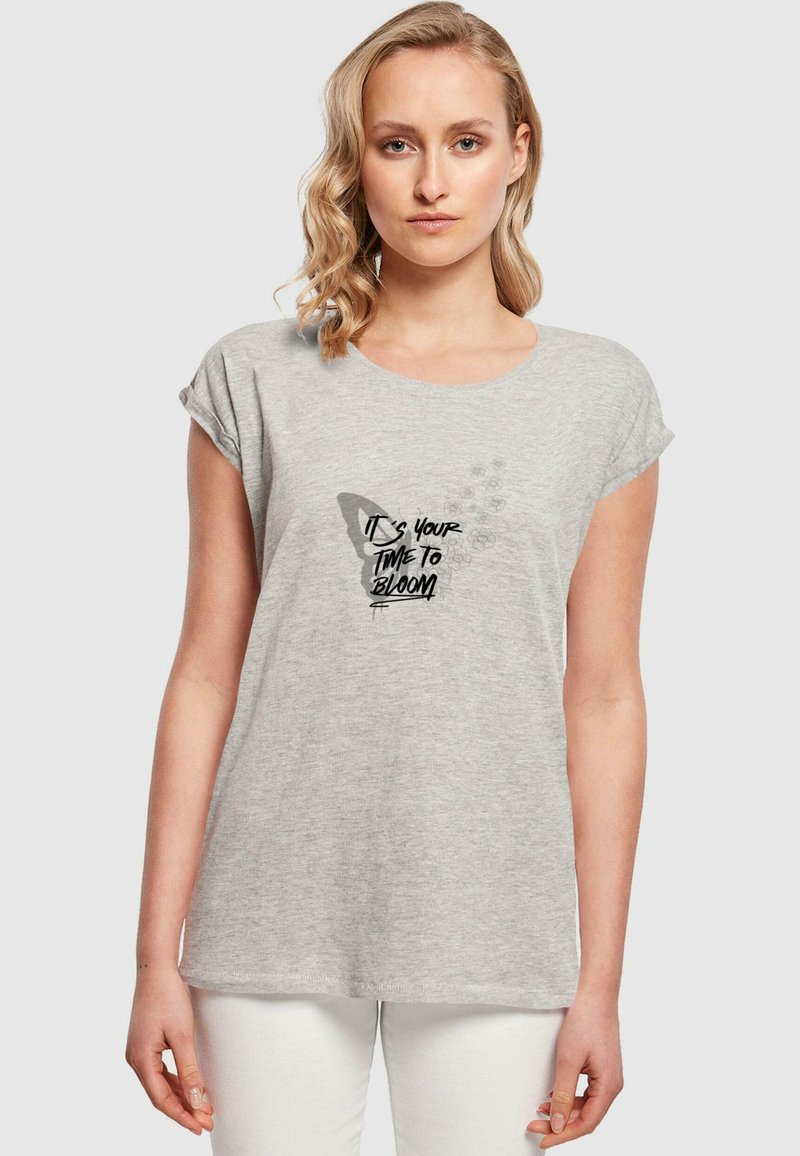 Merchcode IT´S YOUR TIME TO BLOOM EXTENDED SHOULDE - T-shirts print - heather grey