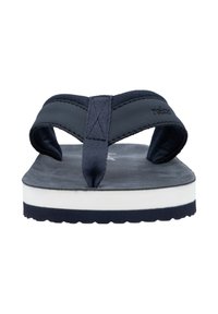 Tongs de marine avec des brides texturées et une semelle blanche. Présente un design simple, un matériau léger et un profil plat pour le confort.