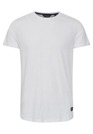 T-shirt bianca a maniche corte realizzata in morbido cotone. Presenta un classico collo rotondo e una piccola etichetta con il logo sul lato inferiore.