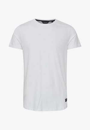 Witte t-shirt met korte mouwen, gemaakt van zachte katoenstof. Heeft een klassieke ronde hals en een klein logolabel aan de onderkant.
