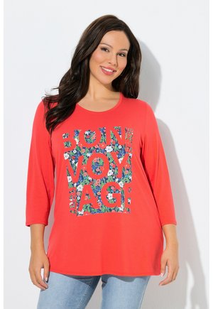 BON VOYAGE FLORAL LETTERING TEE - Langærmet T-shirt - coral