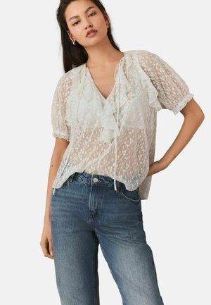 REGULAR FIT - SHORT SLEEVE RUFFLE  - Blouse - white