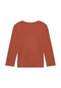 Langarmshirt in rostorange aus weicher Baumwolle. Runder Hals und genähte Säume, in einfarbiger Ausführung ohne Muster oder Akzente.