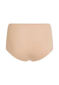 Beige, hoch taillierte Slips aus glattem, elastischem Stoff. Mit nahtlosem Design und weichem, elastischem Bund für Komfort.