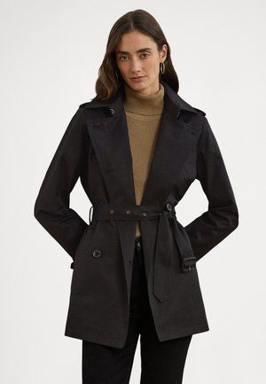 DOUBLE BREASTED COTTON BLEND TRENCH COAT - Trentšmantel - black