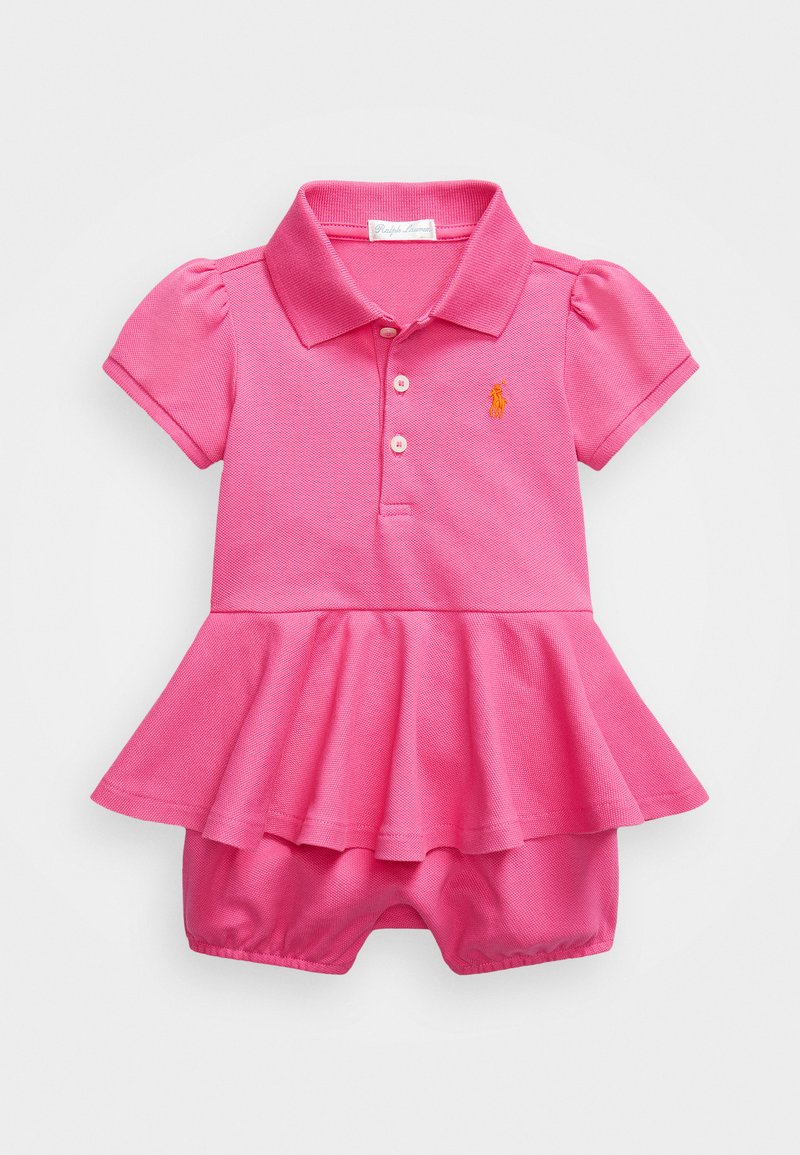 Polo Ralph Lauren STRETCH MESH PEPLUM POLO SHORTALL - Kombinezons - belmont pink/dusk orange