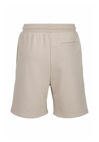 Beige katoenmix shorts met een trekkoord in de taille, van gemiddelde dijlengte, en een enkele achterzak met een minimalistisch ontwerp.