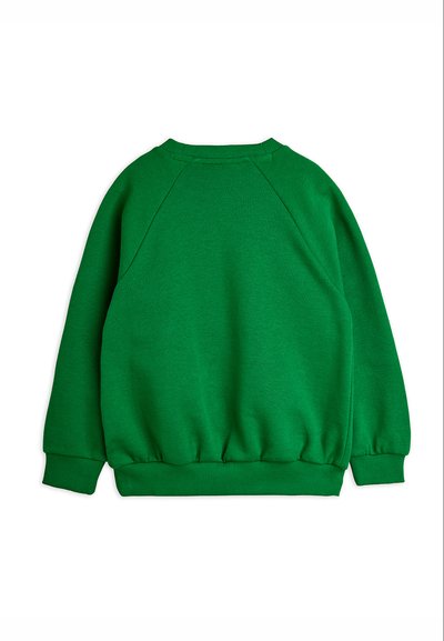 Απλό πράσινο φούτερ με λαιμόκοψη, μακριά μανίκια, ριμπ μανσέτες και ριμπ ζώνη στη μέση, εμφανιζόμενο από πίσω σε λευκό φόντο.