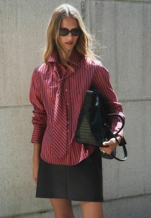 Next, LONG SLEEVE SHIRT WITH REMOVABLE TIE - Button-down blouse - burgundy pink stripe