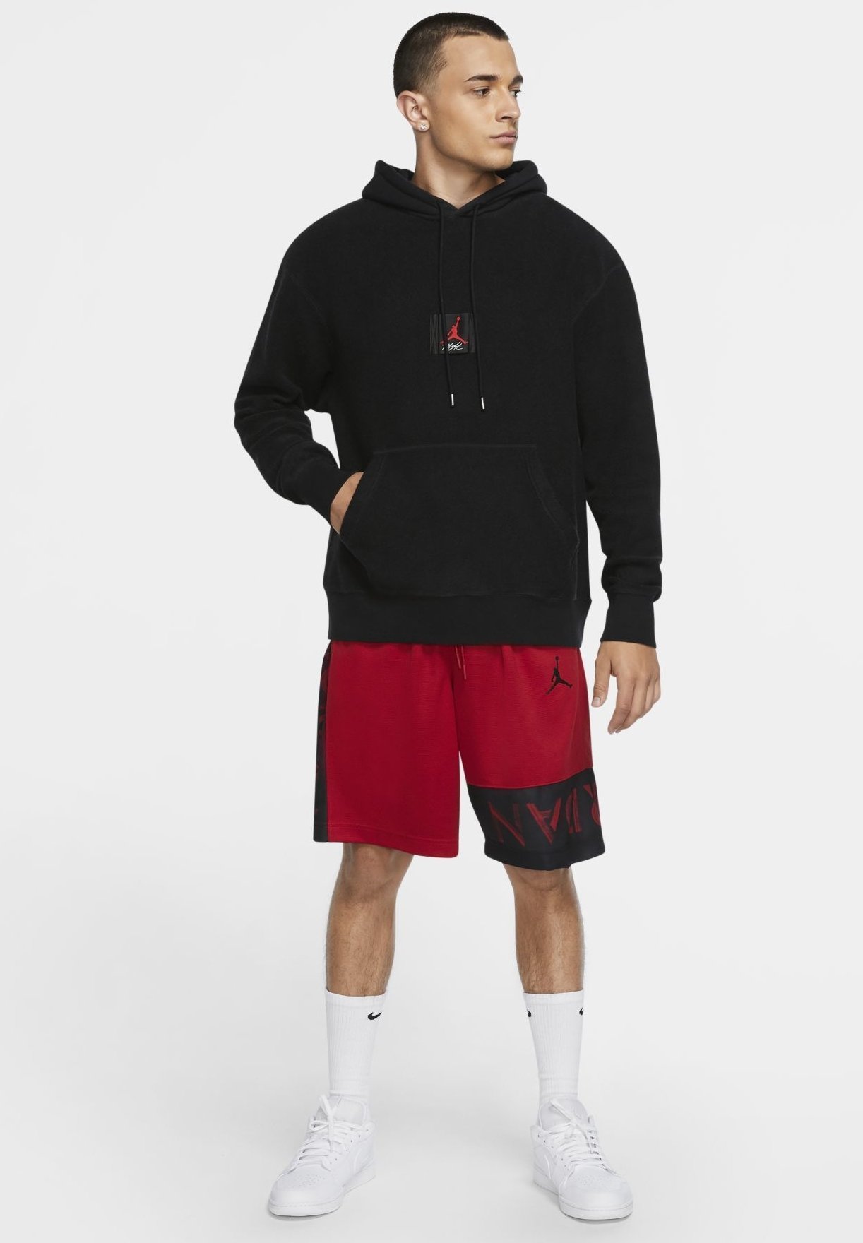 jordan hoodie black and red
