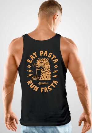 Neverless, TANK AUFDRUCK SCHRIFT EAT PASTA BRUST RETRO FASHION SOMMER MUSKEL - Top - schwarz
